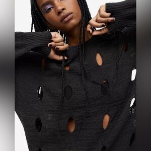 H&M oversized hole knit jumper sweater size small